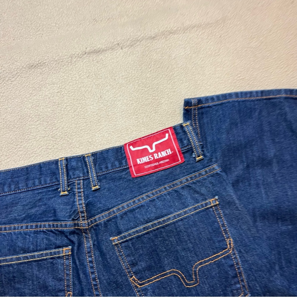 Kimes Ranch Jeans Mens 33x32 Cal Straight Leg Blue Dark Wash Western Denim USA - Picture 8 of 8
